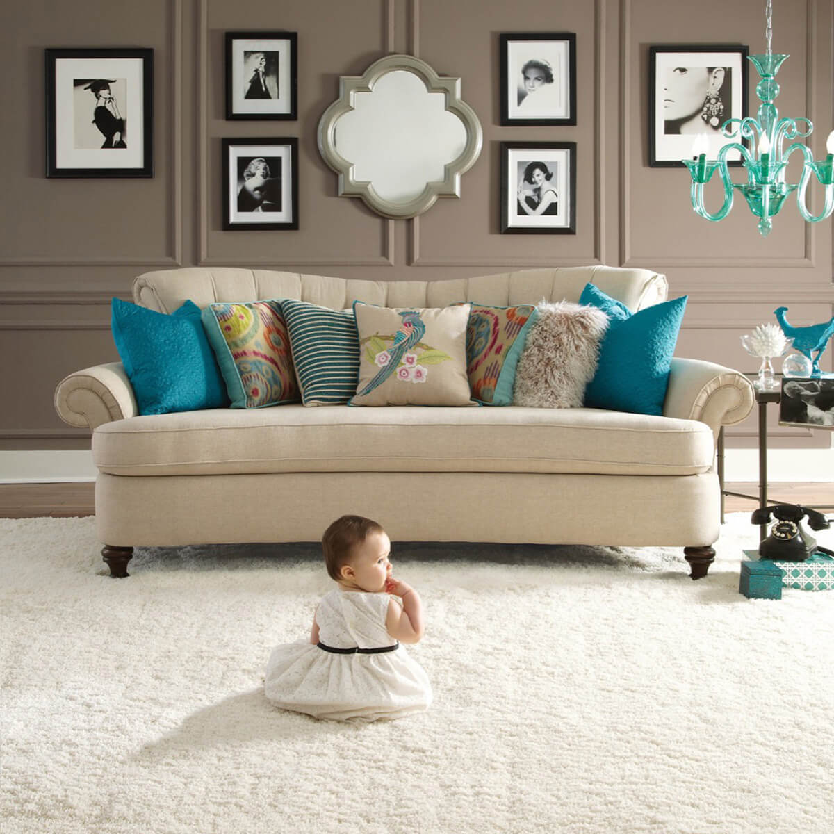 Cute baby on carpet | Floor Dimensions