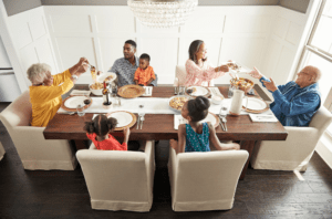 Happy family enjoying breakfast | Floor Dimensions