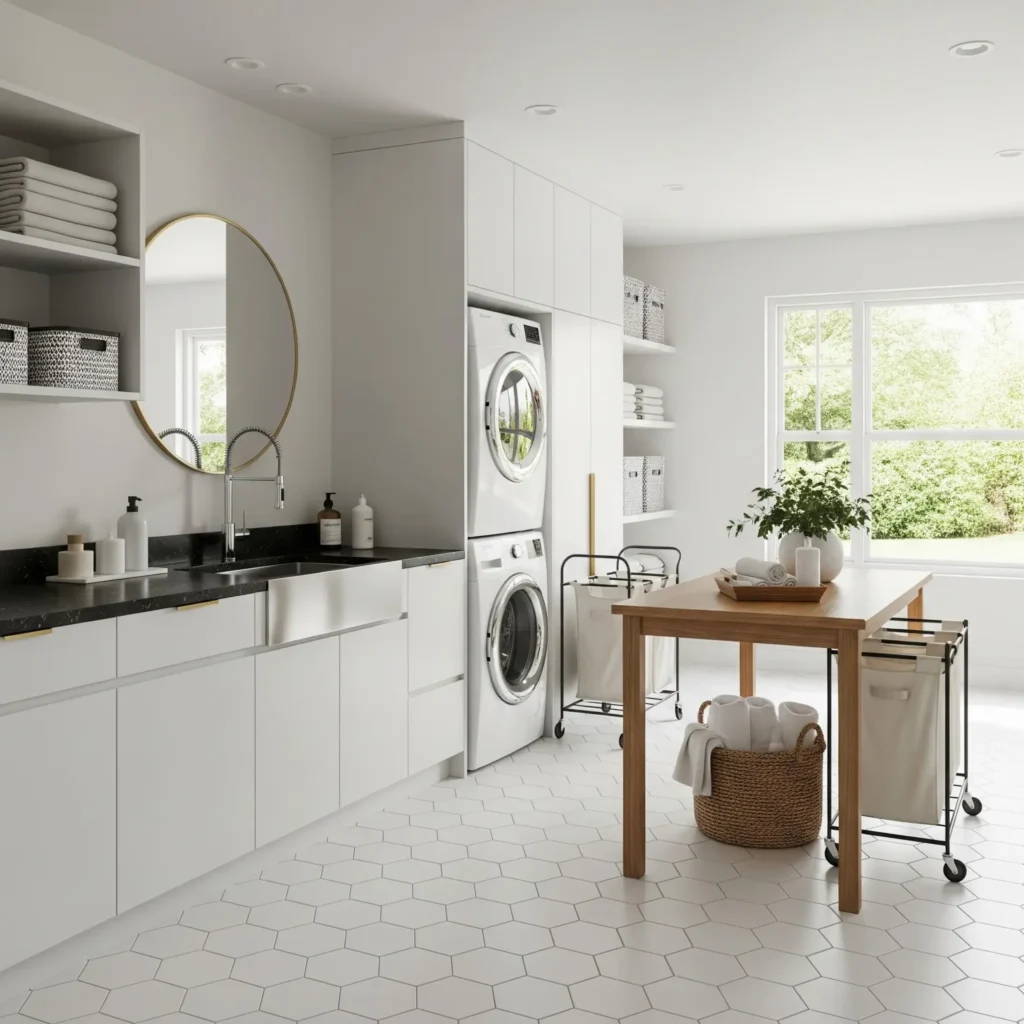 tile floor in modern laundry room 1 | Floor Dimensions