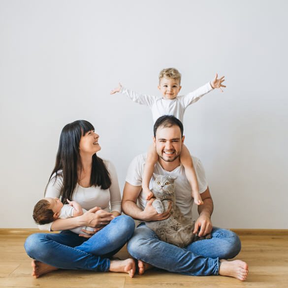 Family on hardwood floor | Floor Dimensions